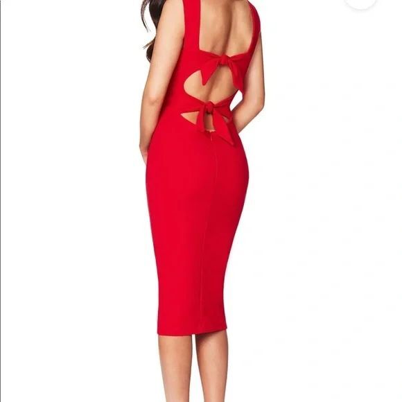 Nookie Cleo Dress Womens Large Red‎ Midi Bodycon Mermaidcore NWT Party Cocktail - Picture 1 of 12